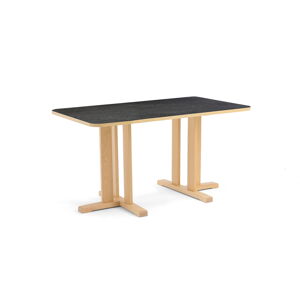 Stôl KUPOL, obdĺžnik, 1400x800x720 mm, linoleum - tmavošedá, breza