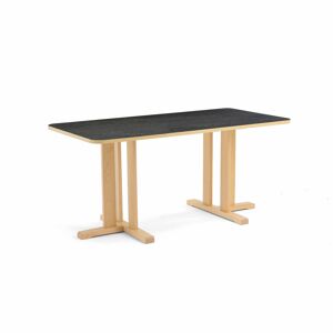 Stôl KUPOL, obdĺžnik, 1600x800x720 mm, linoleum - tmavošedá, breza