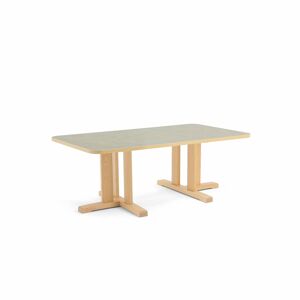 Stôl KUPOL, obdĺžnik, 1400x800x500 mm, linoleum - šedá, breza