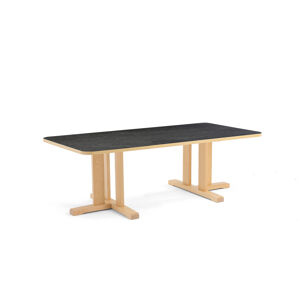 Stôl KUPOL, obdĺžnik, 1600x800x500 mm, linoleum - tmavošedá, breza