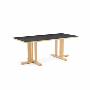 Stôl KUPOL, obdĺžnik, 1600x800x600 mm, linoleum - tmavošedá, breza