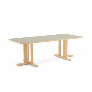 Stôl KUPOL, obdĺžnik, 1800x800x600 mm, linoleum - šedá, breza