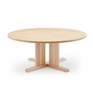 Stôl KUPOL, okrúhly, Ø1300x600 mm, linoleum - béžová, breza