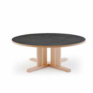 Stôl KUPOL, okrúhly, Ø1200x500 mm, linoleum - tmavošedá, breza