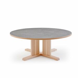 Stôl KUPOL, okrúhly, Ø1200x500 mm, linoleum - šedá, breza