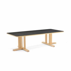 Stôl KUPOL, obdĺžnik, 1800x800x500 mm, linoleum - tmavošedá, breza