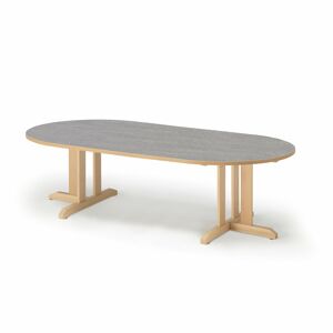 Stôl KUPOL, oválny, 2000x500 mm, linoleum - šedá, breza