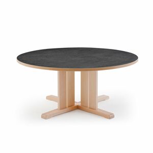 Stôl KUPOL, okrúhly, Ø1200x600 mm, linoleum - tmavošedá, breza