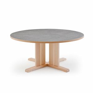 Stôl KUPOL, okrúhly, Ø1200x600 mm, linoleum - šedá, breza