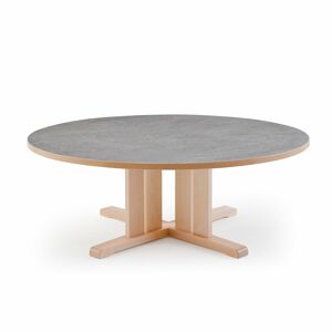 Stôl KUPOL, okrúhly, Ø1300x500 mm, linoleum - šedá, breza
