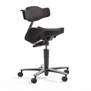 Sedlová stolička EPSOM, s opierkou chrbta a hojdacím mechanizmom, čierna