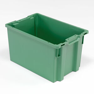 Plastová prepravka WHYTE, 600x400x350 mm, objem 66 L, zelená