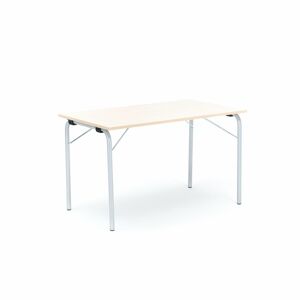 Skladací stôl NICKE, 1200x700x720 mm, laminát - breza, strieborná