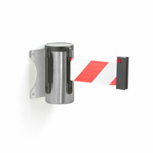Nástenná bariérová kazeta, D 2300 mm, leštená oceľ, červeno-biela páska
