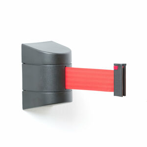 Nástenný bariérový systém, 9000 mm, čierny, červená páska