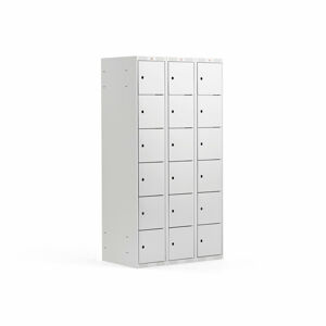 Šatníková skriňa, 18 dverová/3 sekcie, Š 900 x H 550 x V 1740 mm, sivá/sivá
