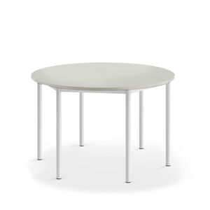 Stôl SONITUS, kruh, Ø1200x720 mm, laminát - šedá, biela