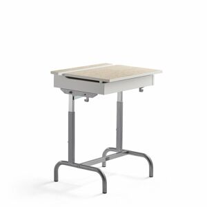 Študentský stôl ABSO 188 s akustickým povrchom, linoleum - béžová, strieborná