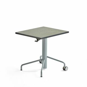 Výškovo nastaviteľný stôl ARISE, 600x700 mm, linoleum - šedá, šedá