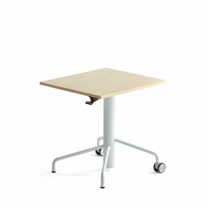 Výškovo nastaviteľný stôl ARISE, 600x700 mm, laminát - breza, biela