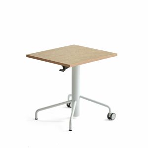 Výškovo nastaviteľný stôl ARISE, 600x700 mm, linoleum - béžová, biela