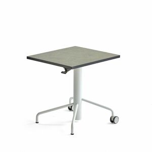 Výškovo nastaviteľný stôl ARISE, 600x700 mm, linoleum - šedá, biela