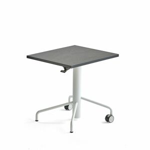 Výškovo nastaviteľný stôl ARISE, 600x700 mm, linoleum - tmavošedá, biela