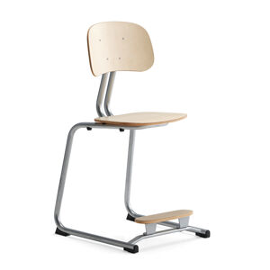 Školská stolička YNGVE, podnož s klzákmi, strieborná, breza, V 500 mm