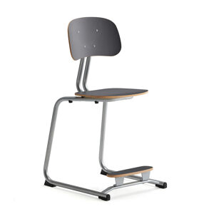 Školská stolička YNGVE, podnož s klzákmi, strieborná, antracit, V 500 mm