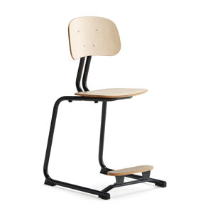 Školská stolička YNGVE, podnož s klzákmi, antracit, breza, V 500 mm