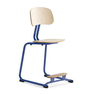 Školská stolička YNGVE, podnož s klzákmi, modrá, breza, V 500 mm