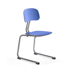 Školská stolička YNGVE, podnož s klzákmi, strieborná, modrá, V 460 mm