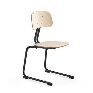 Školská stolička YNGVE, podnož s klzákmi, antracit, breza, V 460 mm