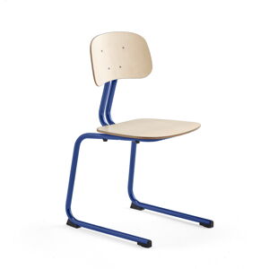 Školská stolička YNGVE, podnož s klzákmi, modrá, breza, V 460 mm
