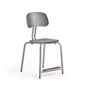 Školská stolička YNGVE, so 4 nohami, strieborná, antracit, V 500 mm
