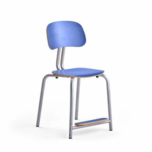 Školská stolička YNGVE, so 4 nohami, strieborná, modrá, V 500 mm