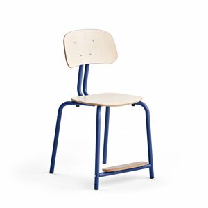 Školská stolička YNGVE, so 4 nohami, modrá, breza, V 500 mm