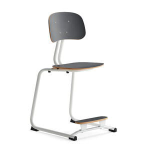 Školská stolička YNGVE, podnož s klzákmi, biela, antracit, V 500 mm