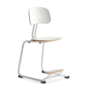 Školská stolička YNGVE, podnož s klzákmi, biela, biela, V 500 mm