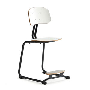 Školská stolička YNGVE, podnož s klzákmi, antracit, biela, V 500 mm