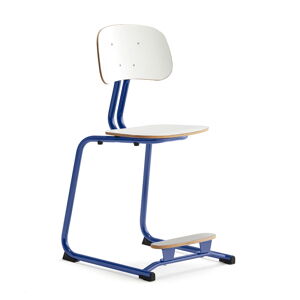 Školská stolička YNGVE, podnož s klzákmi, modrá, biela, V 500 mm