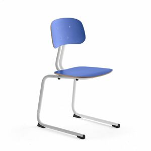 Školská stolička YNGVE, podnož s klzákmi, biela, modrá, V 460 mm