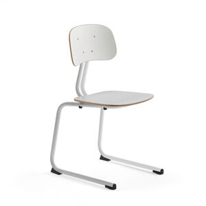 Školská stolička YNGVE, podnož s klzákmi, biela, biela, V 460 mm