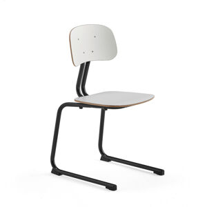 Školská stolička YNGVE, podnož s klzákmi, antracit, biela, V 460 mm