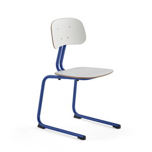 Školská stolička YNGVE, podnož s klzákmi, modrá, biela, V 460 mm