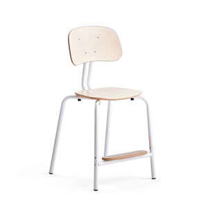 Školská stolička YNGVE, so 4 nohami, biela, breza, V 520 mm