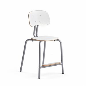 Školská stolička YNGVE, so 4 nohami, strieborná, biela, V 520 mm