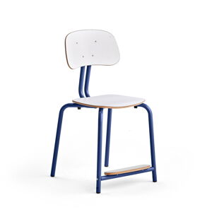 Školská stolička YNGVE, so 4 nohami, modrá, biela, V 500 mm