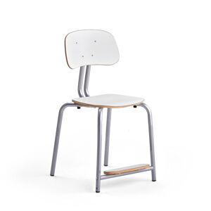 Školská stolička YNGVE, so 4 nohami, strieborná, biela, V 500 mm