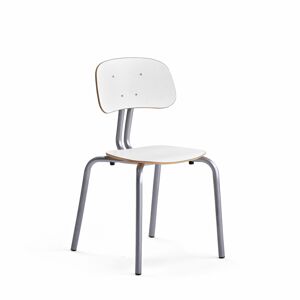 Školská stolička YNGVE, so 4 nohami, strieborná, biela, V 460 mm